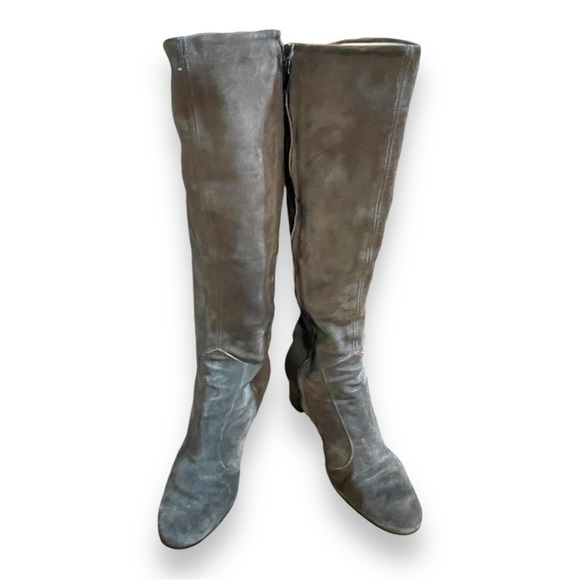 Vintage Valley Gray Suede Heel Boots with Zippers Chunky Heel Size 8.5 - Picture 3 of 13